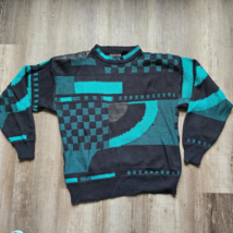 Vintage Uniform Code Vintage 90s Sweater Textured Abstract Cosby Leather Medium - £80.37 GBP