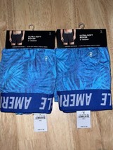 X2 LARGE  AMERICAN EAGLE ULTRA SOFT LEAF PRINT BLUE BOXER BNWTS - £17.84 GBP