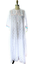 VTG Retro NYLON PERRI-ANN  Peignoir Set M-L Robe Gown White Lace Chiffon... - $220.82