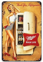 Miller High Life &quot;Thank You Refrigerator&quot; Vintage Novelty Metal Sign 12&quot; x 8&quot; - £7.01 GBP