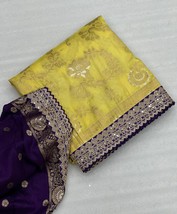 Banarasi Jacquard Silk Saree, Sabyasachi Broder Style Work, Stylish Saree, Weddi - £89.92 GBP