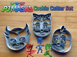 PJ Masks Set of 3 Cookie Cutters | Owlette | Gekko | Cat Boy | PJ Symbol... - £3.91 GBP+