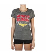 Wonder Woman Logo Oil Wash Charcoal Hi-Lo T-Shirt - £15.66 GBP