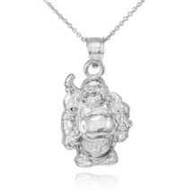 925 Sterling Silver Happy Laughing Stand Buddha Pendant Necklace - £33.45 GBP+