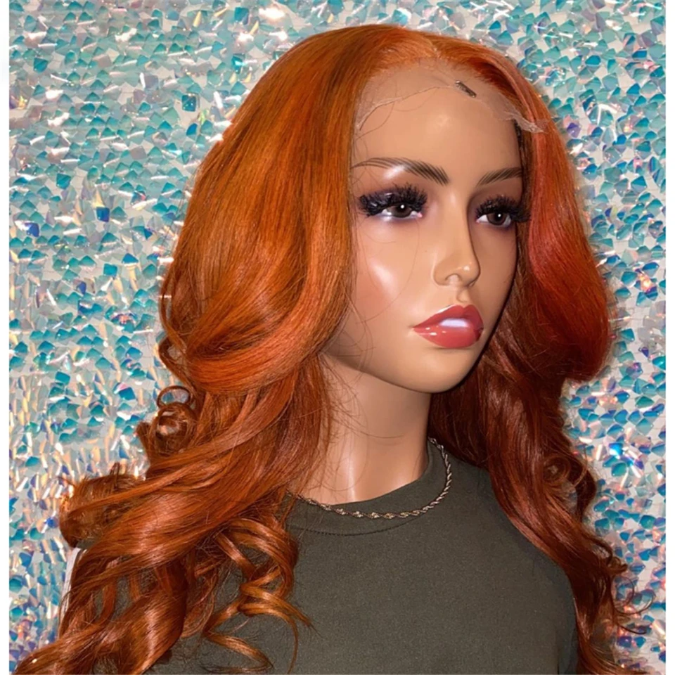 Orange Ginger Body Wave Lace Front Wig Colored Human Hair Wigs 13x4 Pre Plucked - £70.51 GBP+