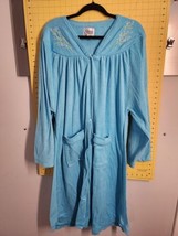 Aqua Blue Sawyer Creek Terry Housecoat 1X Snap Front Long Sleeve Bathrob... - $26.72