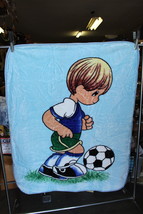 Baby Size Blanket With A Picture Of A Boy Playing Soccer - £19.33 GBP