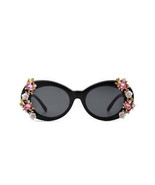 Women Oval Round Floral Design Fashion Sunglasses - £12.50 GBP
