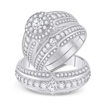 14kt White Gold His Her Round Diamond Matching Bridal Ring Set 2-1/3 (Certified) - £3,218.12 GBP