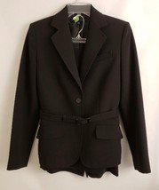 Anne Klein Skirt Suit Women&#39;s Black Blazer Skirt Belted Size 6 - £50.80 GBP