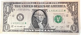 $1 One Dollar Bill prime lovers!  Loaded with prime numbers 43181111 5oak - £15.43 GBP