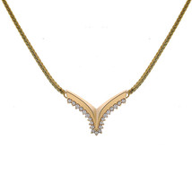 0.21 Carat Round Cut Diamond V Necklace Curb Link 14K Yellow Gold - $414.81