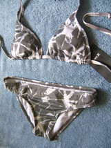 NWT Hurley Designer Hot Splash Gray White Halter Sexy Bikini Swim Suit S $108 - £41.75 GBP