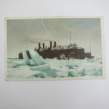 Ship Postcard Sainte Marie Antique 1908 Car Ferry Battle Ice Straits of Mackinaw - £7.85 GBP