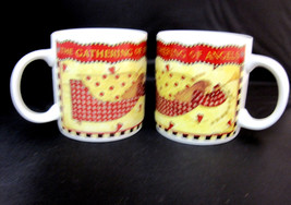 Sakura Debbie Mumm Coffee Tea Cup Mug Gathering of Angels Set of 2 Red Yellow - £22.37 GBP