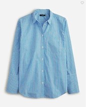 New J Crew Women Blue Gingham Poplin Shirt Button Front Long Sleeve Cotton 4 6 - £35.65 GBP