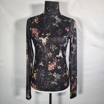 Cinq A Sept Womens Long Sleeve Floral Print TurtleNeck Top Black Size Medium - £34.78 GBP