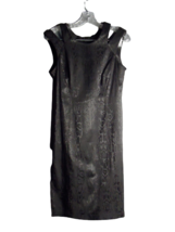 Connected Apparel Sheath Dress Neck Cutouts Embossed Size 6 Black - £14.01 GBP