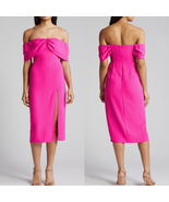 Amanda Uprichard Darien Off the Shoulder Cocktail Dress, Hot Pink, Large... - $179.00