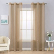 The Miulee Taupe Brown Sheer Curtains Elegant Light Filtering Drapes - Farmhouse - £27.40 GBP