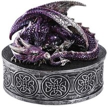 Medieval Fantasy Mythical Dragon Lidded Treasure Trinket Box By Pacific Giftware - £30.83 GBP