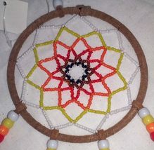 BROWN 20 INCH SEED BEAD HAND BEADED DREAM CATCHER feathers dreamcatcher ... - $17.68