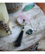 Shungite Pendulum with Emerald Stone and Crystal Beads, EMF Clearing and... - $1,310.02 MXN