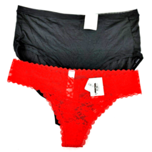 Auden Women&#39;s Panties Lot of 2 Size Small 4-6 Black Ebony Brief &amp; Red Lace Thong - $4.75