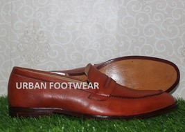 Mens New Handmade Formal Shoes Tan Brown Leather Loafers &amp; Slip On Mocca... - $143.99