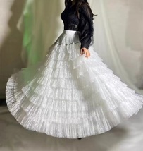 WHITE Tulle Maxi Skirt Women Custom Plus Size Layered Tulle Skirts image 4