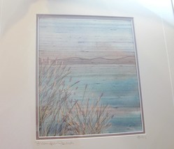 1992 Susan Levi-Goerlich Silk Stitched Painting Cattails Beach Ocean Tea... - £48.41 GBP