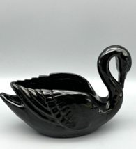 Frankoma Black Swan Planter #228 Open Tail Glossy 7&quot; Sapulpa Clay Pottery Vase - £17.20 GBP