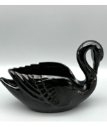 Frankoma Black Swan Planter #228 Open Tail Glossy 7&quot; Sapulpa Clay Potter... - £17.20 GBP