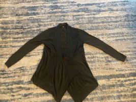 Poof Clothing Shirt Women&#39;s Medium Draped Open Front Long Sleeve Black Sweater - £7.39 GBP