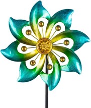 Kinetic Metal Wind Spinner Stake Pinwheel Garden Yard Lawn Home Art Deco... - $24.09