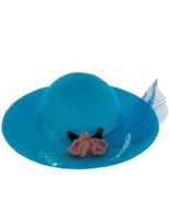 DOLLHOUSE Lady&#39;s Hat Turquoise w Feather &amp; Flowers IM65181 Miniature - £2.54 GBP