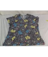 SB Scrubs Grey Multi Colored Floral Pattern XLarge Nursing/Vet Uniform S... - €11,35 EUR