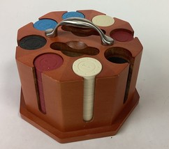 POKER CHIP Caddy In Wood Carousel 8 Slot, 2 Deck Holder, Chips Included - €12,76 EUR