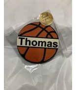 Handcrafted Handmade 3” Round Wooden Magnet Basketball Name Thomas - $3.50