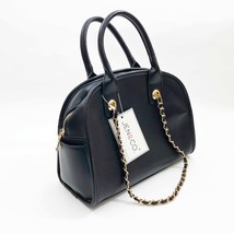Jen &amp; Co Beth Dome Satchel Handbag 12x4x9 inches Black Vegan Leather - $39.59