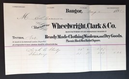 May 6, 1892 Receipt Wheelwright, Clark &amp; Co Clothes and Dry Goods Bangor... - $14.00