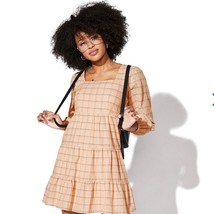 Vylette Tiered Plaid Babydoll Dress * Orange Multi * Medium - $15.48