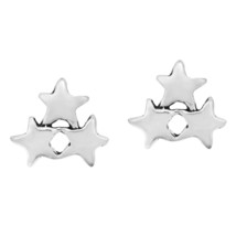 Space-Chic Triple Shining Stars Sterling Silver Stud Earrings - $12.46