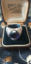 Antique Vintage 1930-s Sterling Silver Heavy Large Amethyst Signet Ring ... - £109.99 GBP