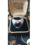 Antique Vintage 1930-s Sterling Silver Heavy Large Amethyst Signet Ring ... - £109.74 GBP