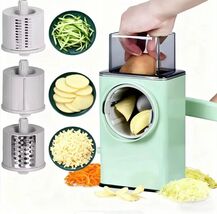 3-in-1 Rotary Cheese Grater &amp; Vegetable Slicer – Manual Drum Cutter with... - $25.69