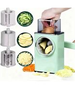 3-in-1 Rotary Cheese Grater &amp; Vegetable Slicer – Manual Drum Cutter with... - $25.69