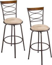 Kira Home Avery 30&quot; Adjustable Height Round Swivel Barstool W/ Real, Set Of 2 - £142.78 GBP