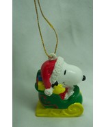 Peanuts Gang SNOOPY WITH WOODSTOCK Santa 3&quot; PLASTIC PVC CHRISTMAS ORNAMENT - $20.37 CAD