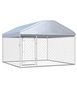 vidaXL Dog Kennel Silver Galvanized Steel Large Durable Dog Kennel - $6,890.16 MXN